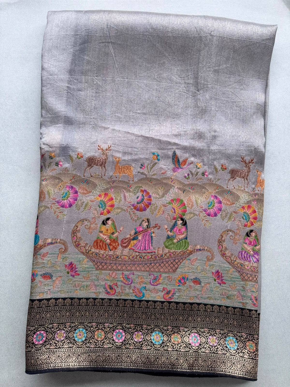 Grey Pashmina Georgette Saree 110