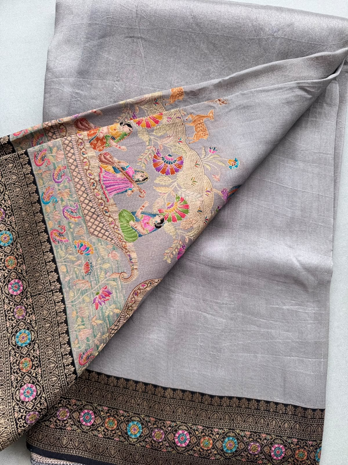 Grey Pashmina Georgette Saree 110