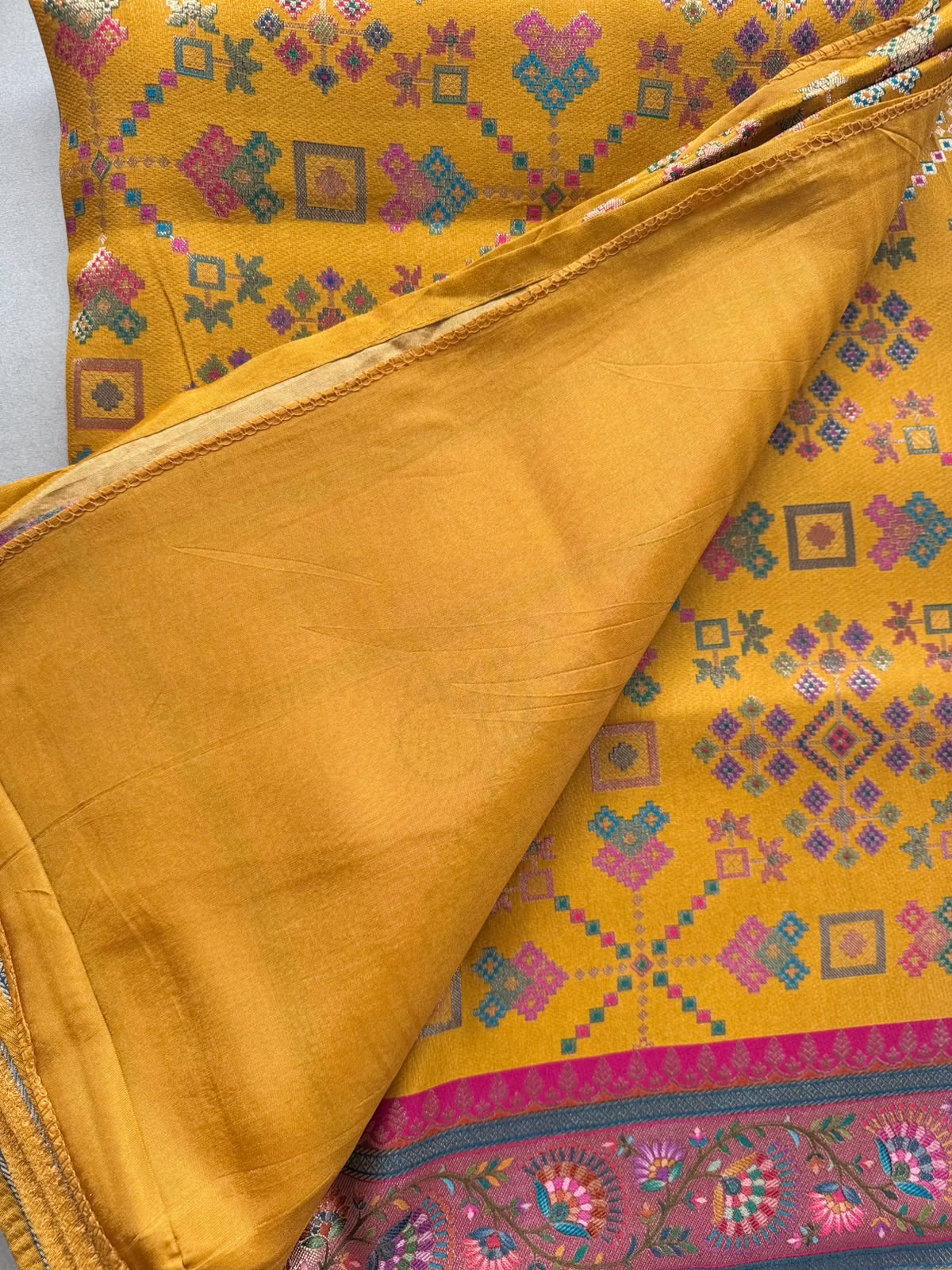 Mustard Pashmina Georgette Saree 110