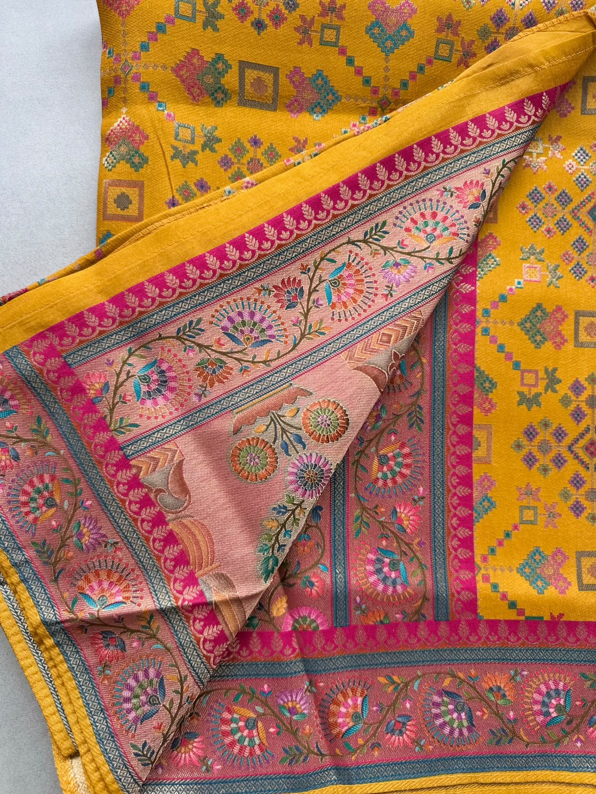 Mustard Pashmina Georgette Saree 110