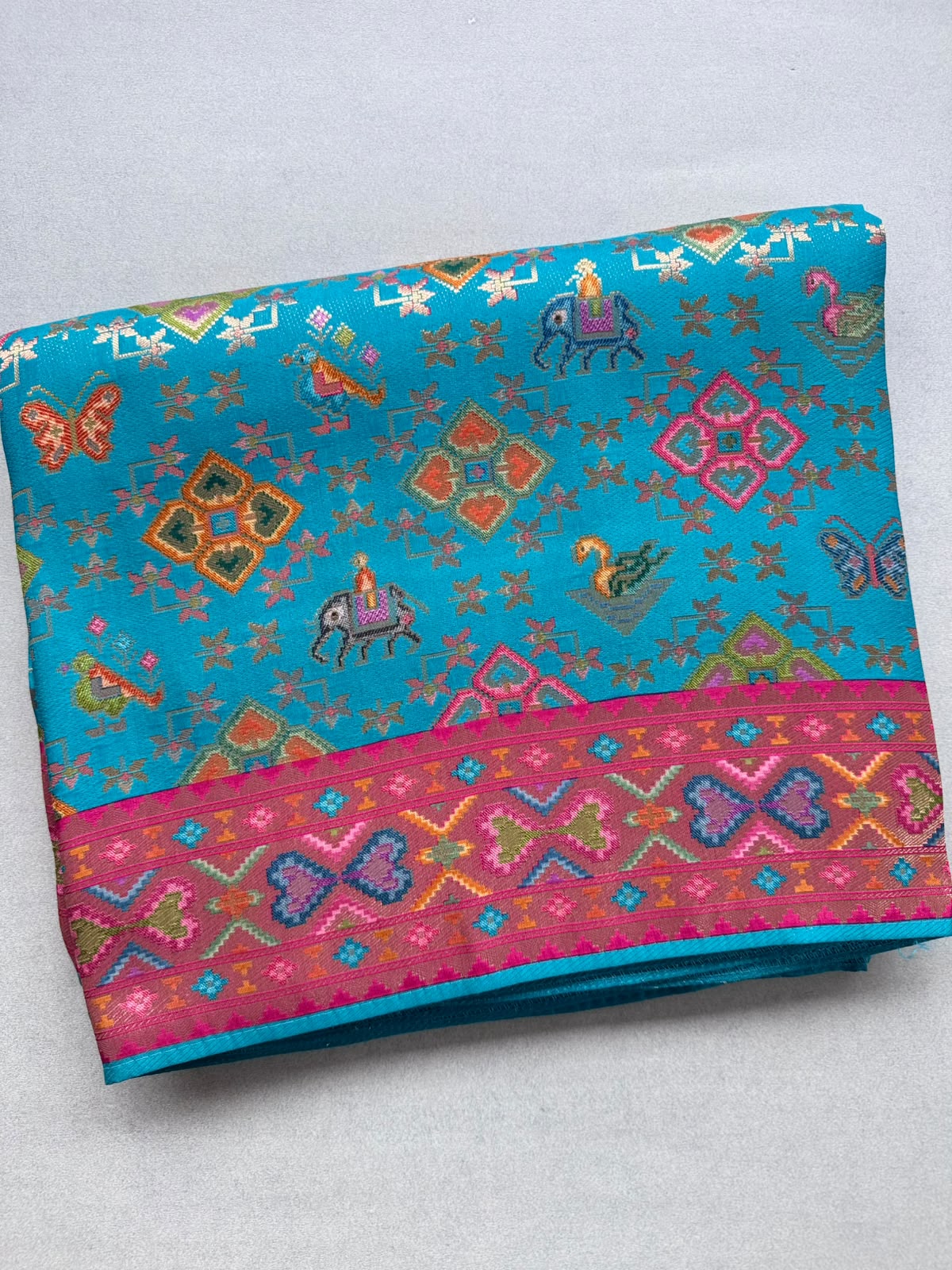 Teal Pashmina Georgette Saree 110