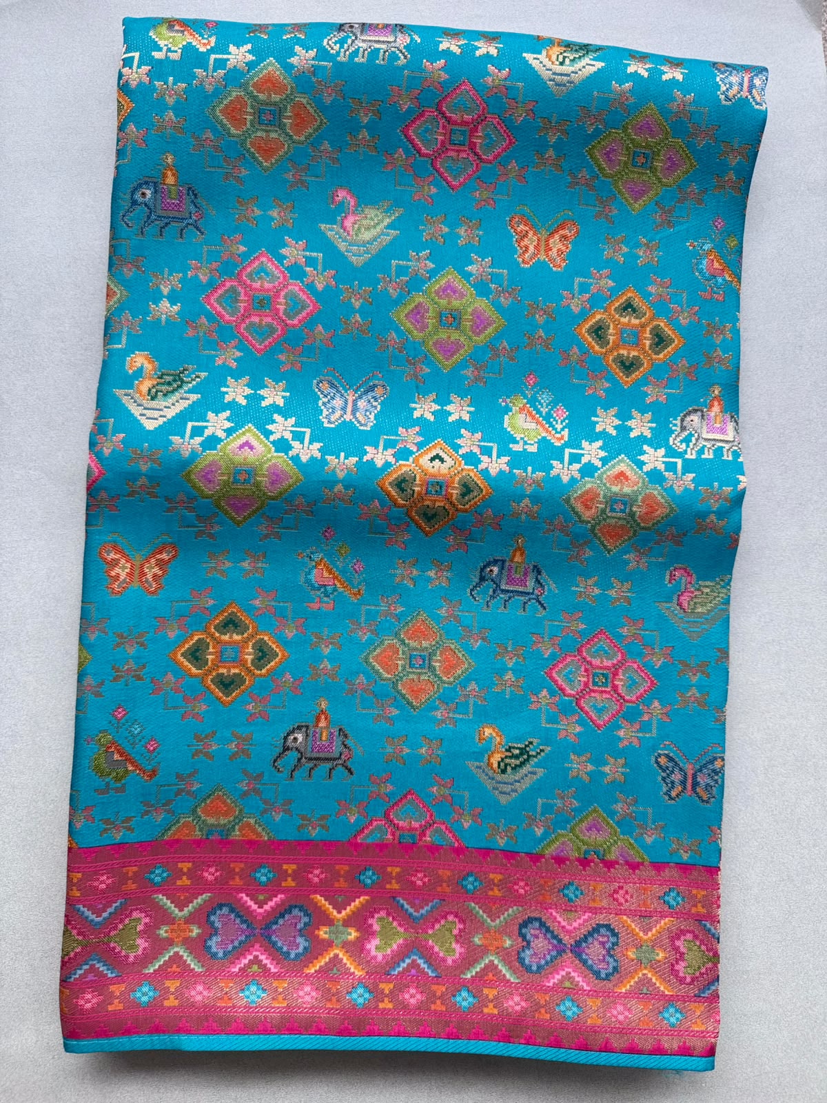 Teal Pashmina Georgette Saree 110