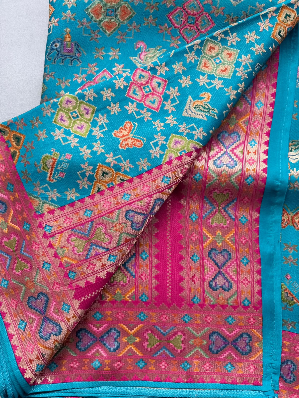 Teal Pashmina Georgette Saree 110