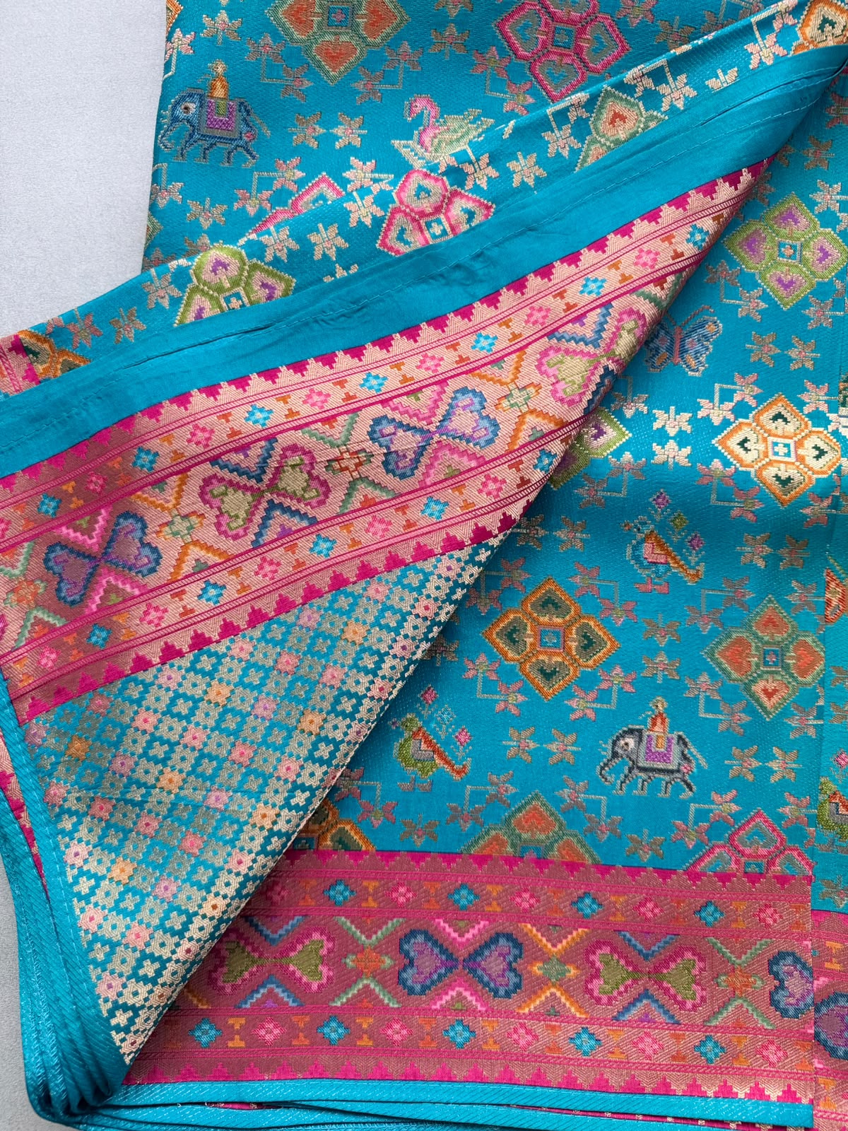 Teal Pashmina Georgette Saree 110