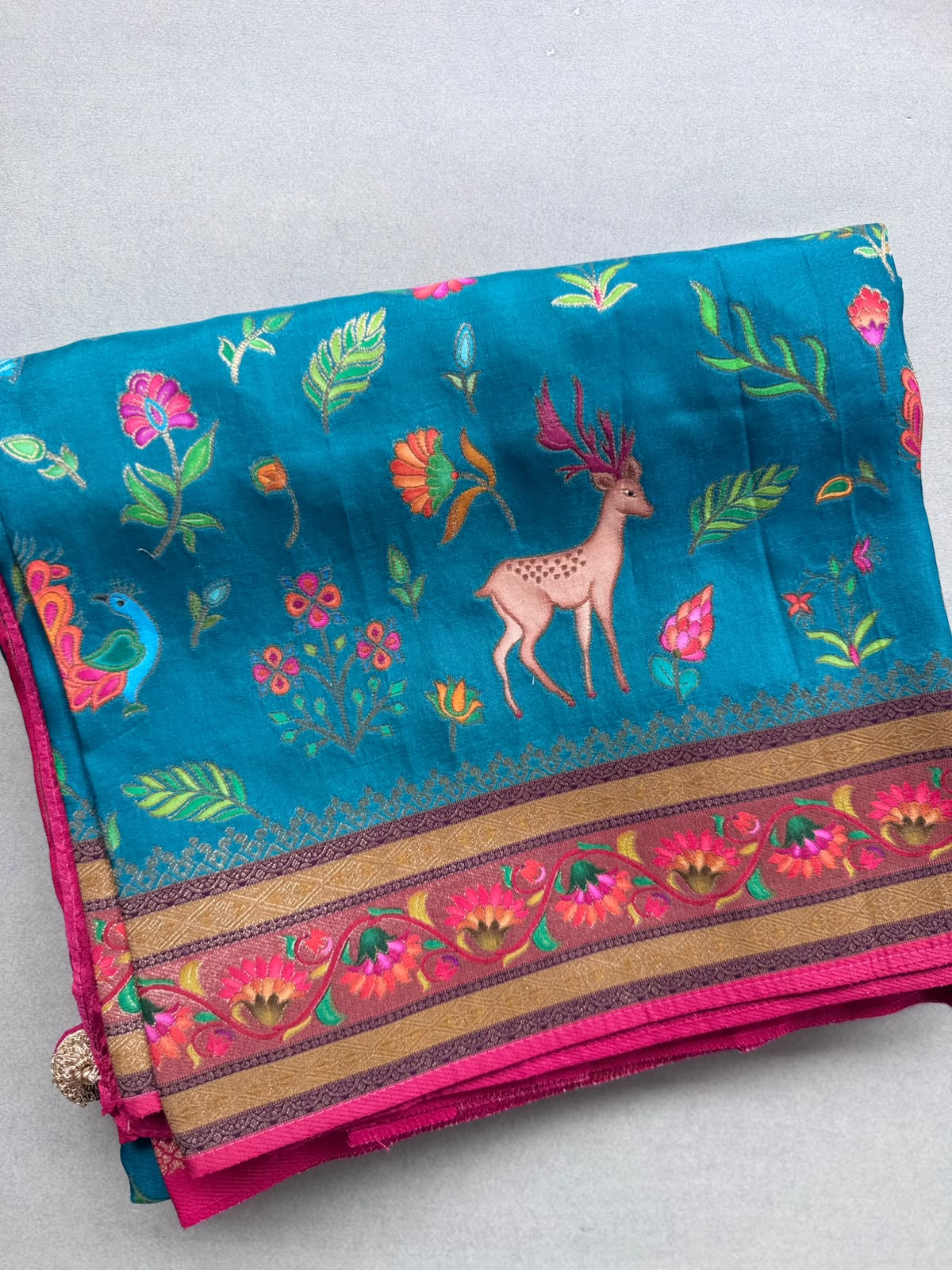 Teal Pashmina Georgette Saree 110
