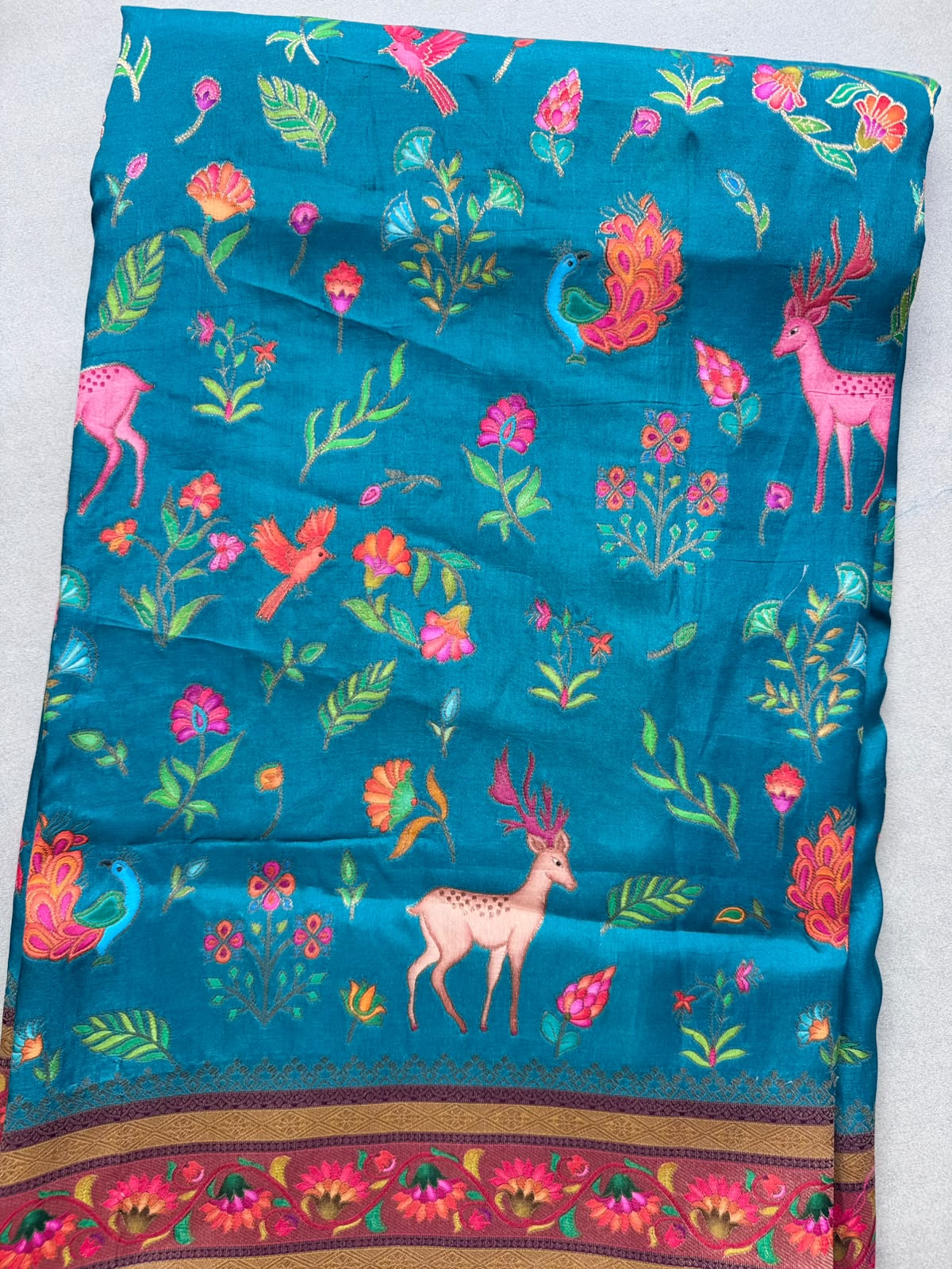 Teal Pashmina Georgette Saree 110