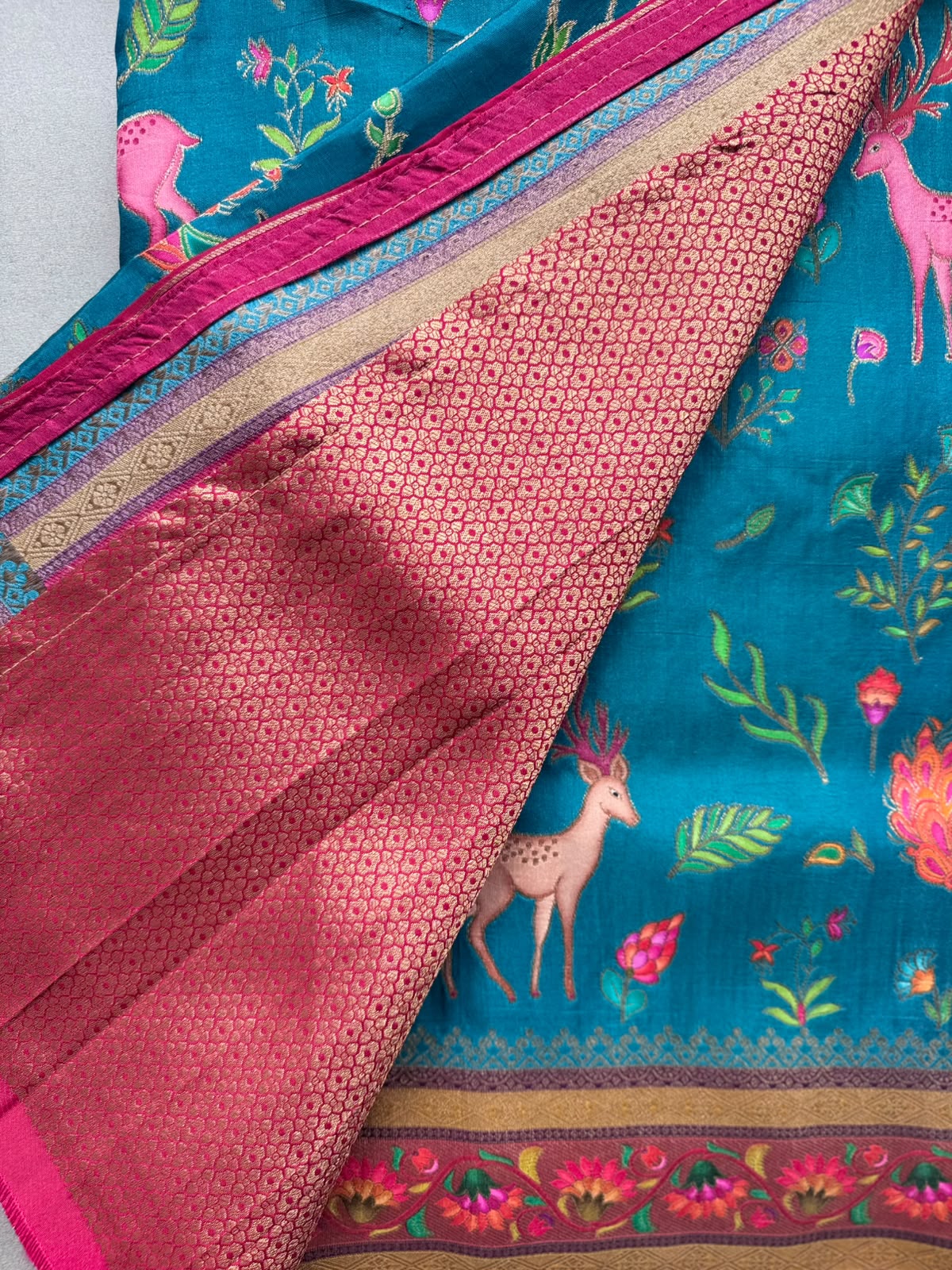 Teal Pashmina Georgette Saree 110