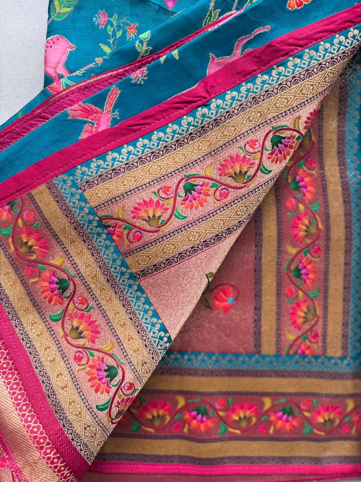 Teal Pashmina Georgette Saree 110