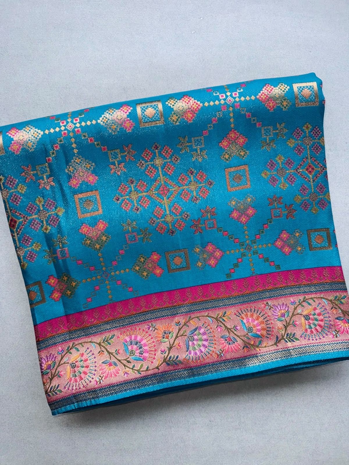 Teal Pashmina Georgette Saree 110