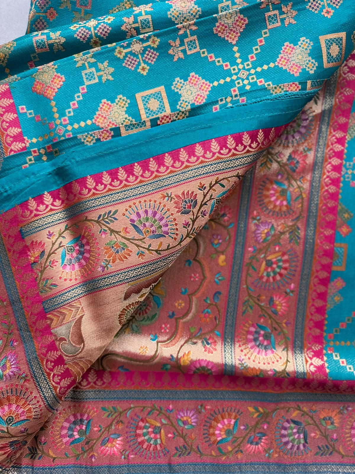 Teal Pashmina Georgette Saree 110