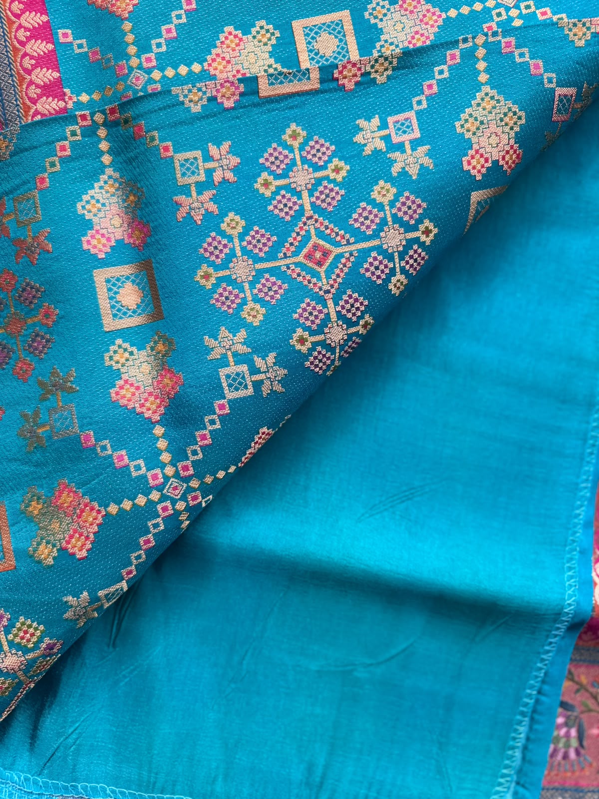 Teal Pashmina Georgette Saree 110