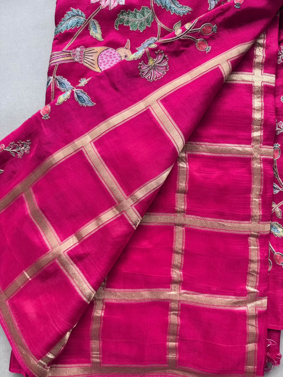 Pink Pashmina Georgette Saree 110