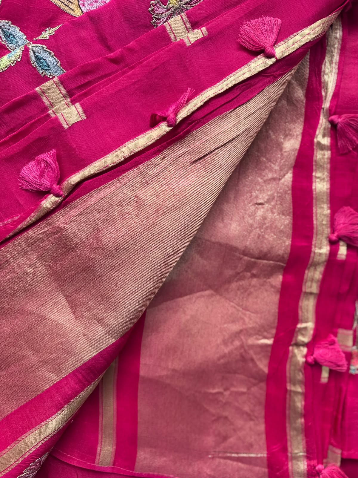 Pink Pashmina Georgette Saree 110