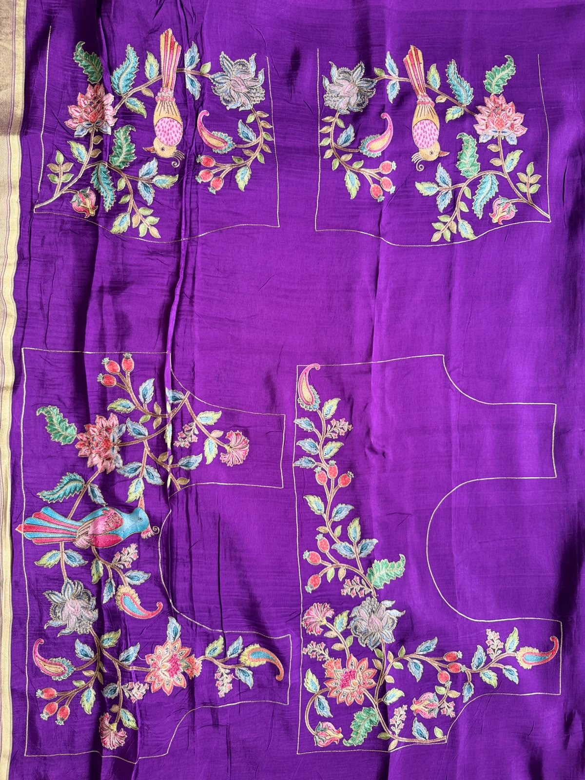 Purple Pashmina Georgette Saree 110