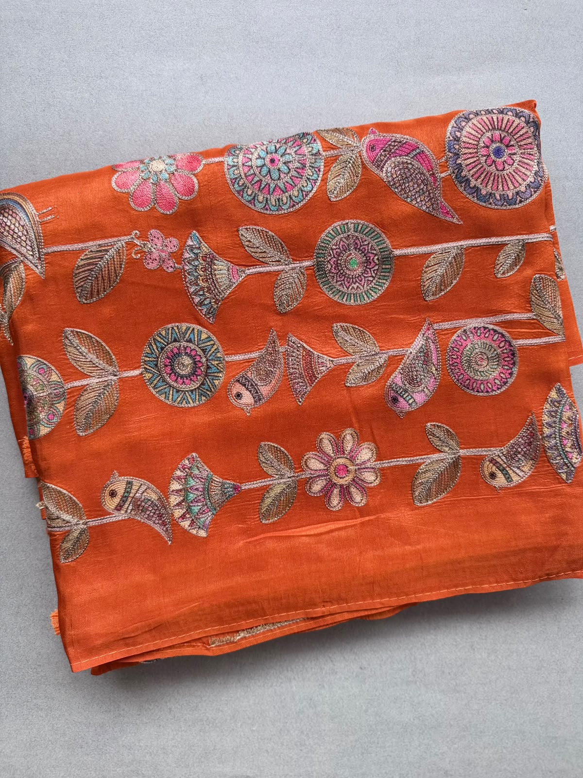 Orange Pashmina Georgette Saree 110