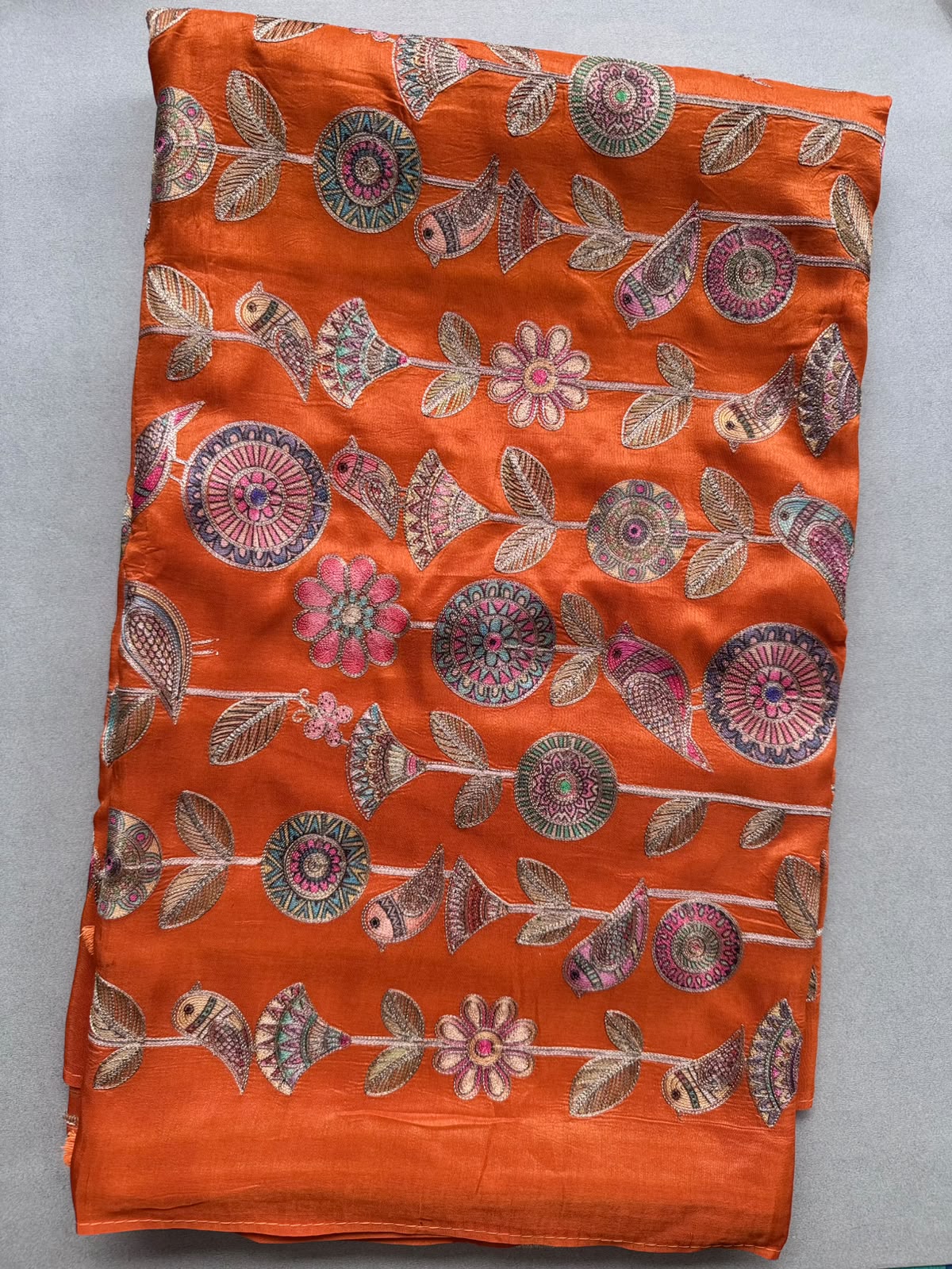 Orange Pashmina Georgette Saree 110
