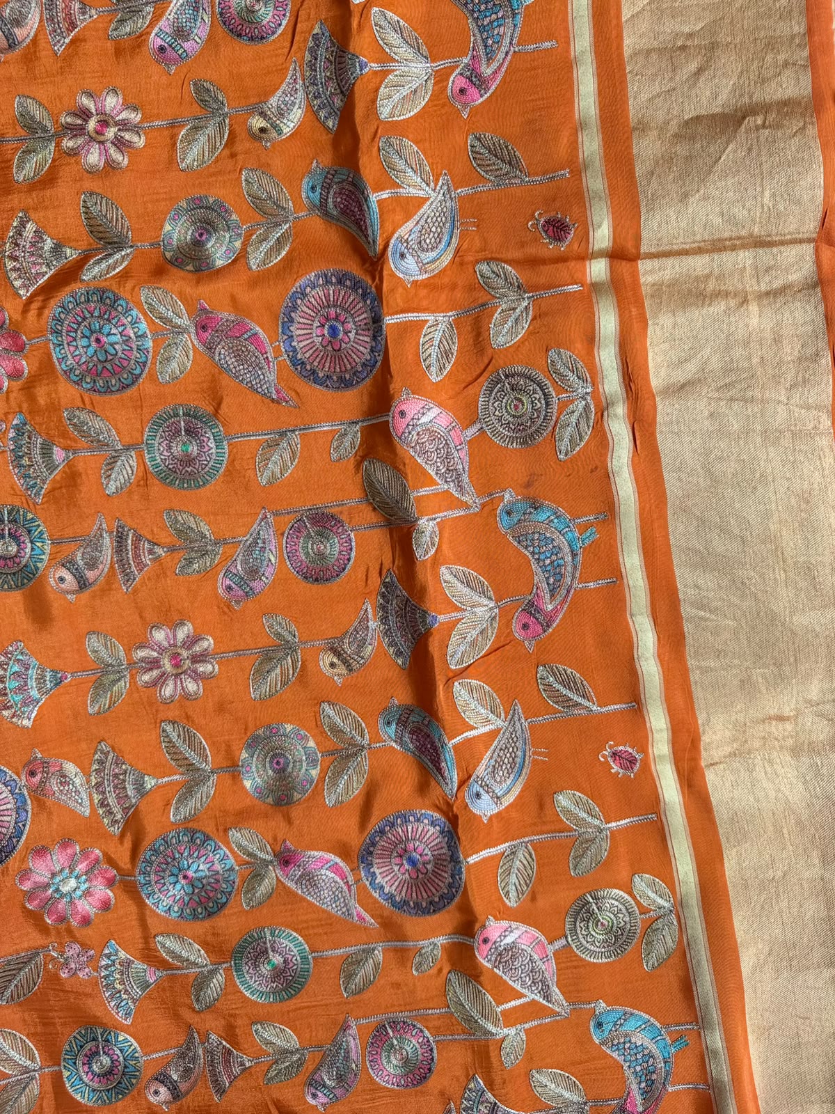 Orange Pashmina Georgette Saree 110
