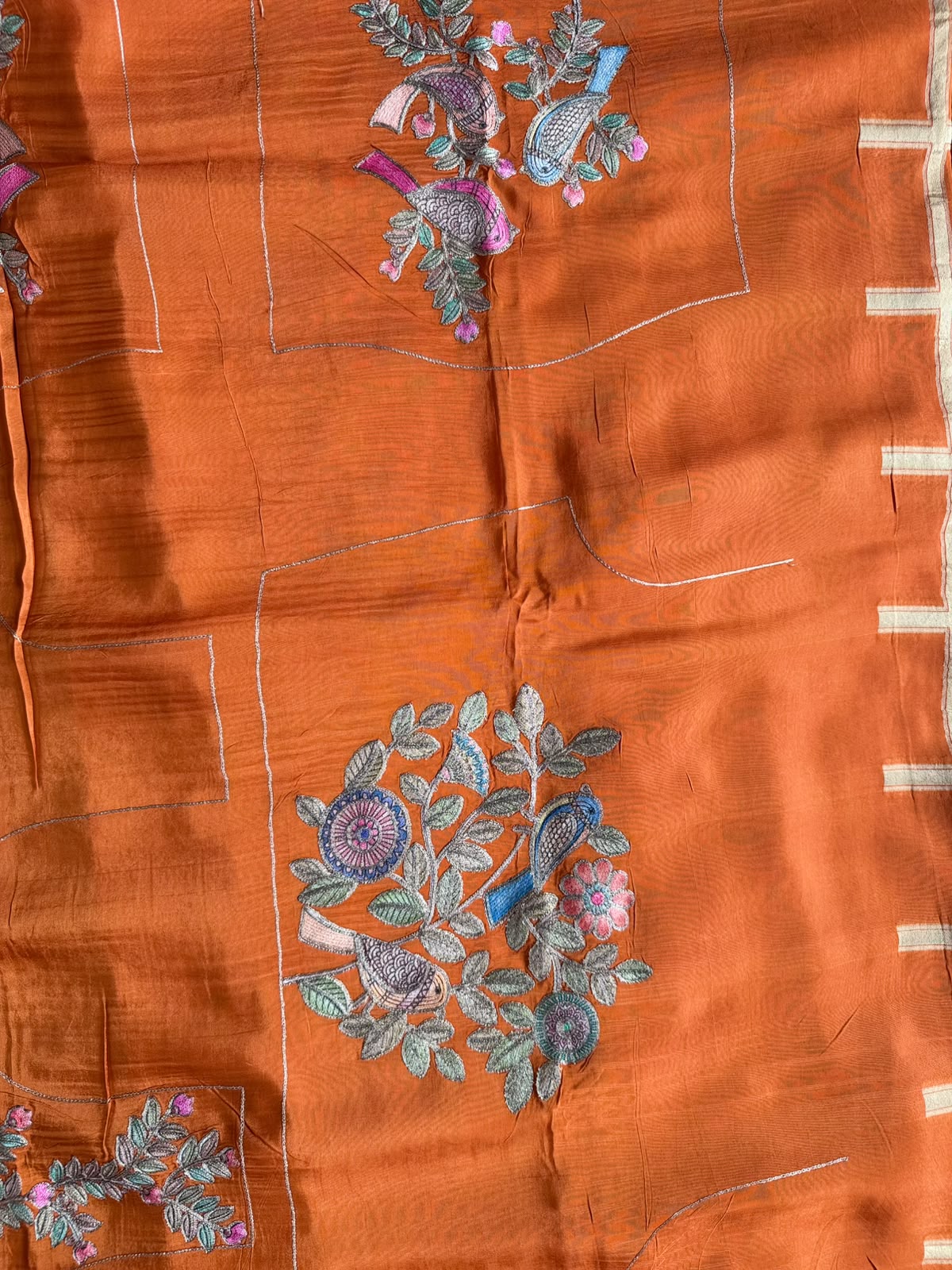 Orange Pashmina Georgette Saree 110