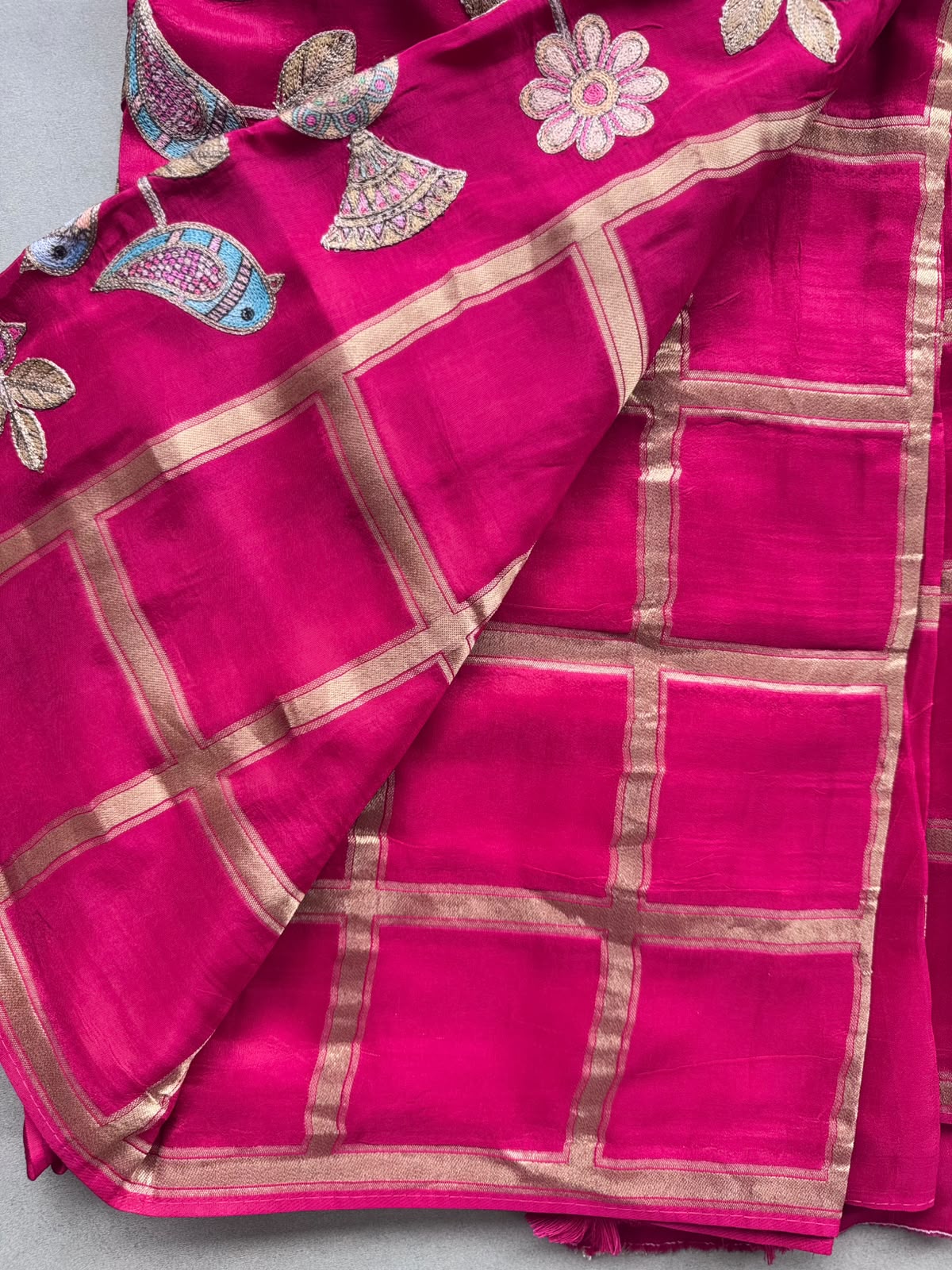 Pink Pashmina Georgette Saree 110