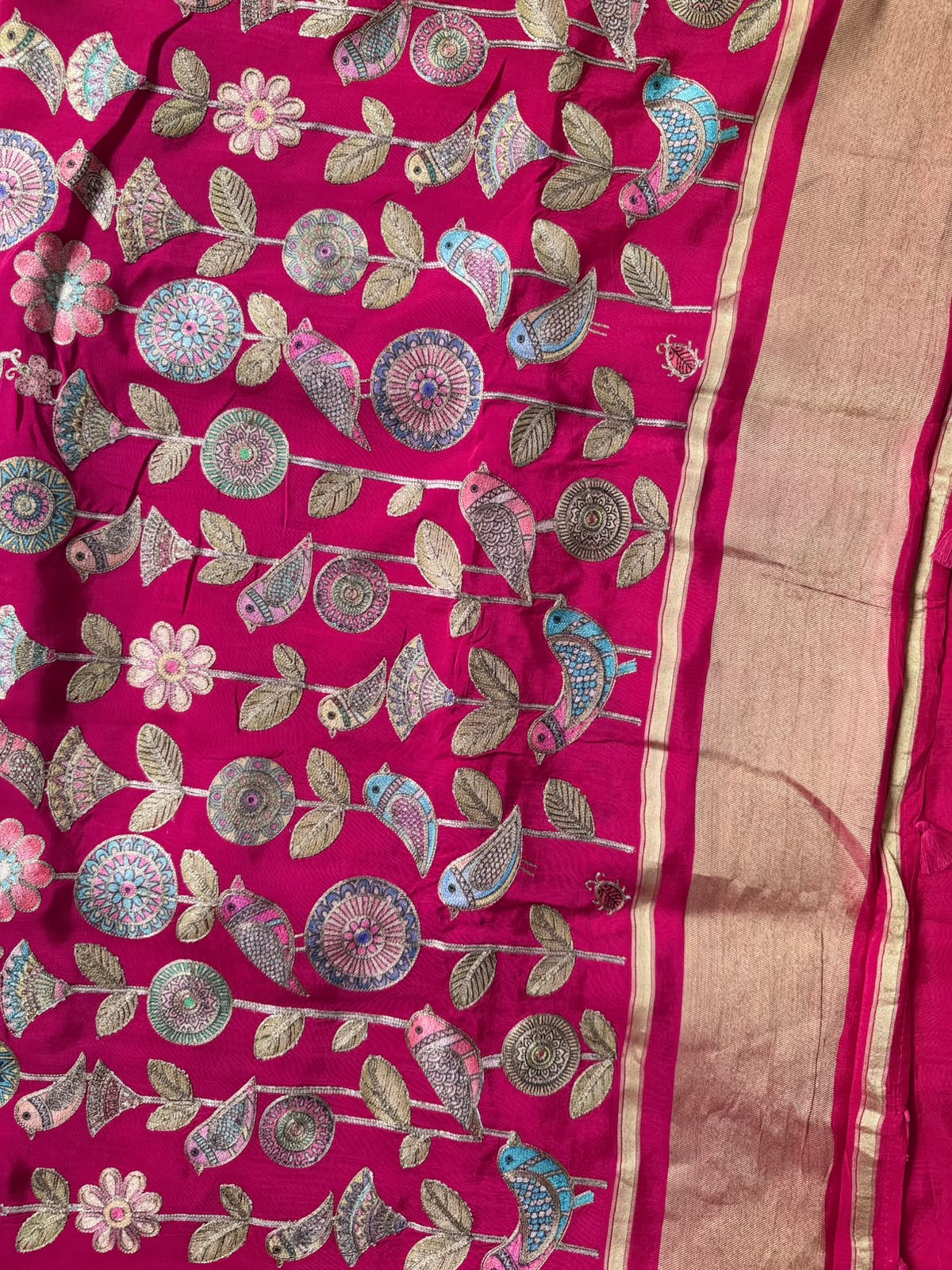 Pink Pashmina Georgette Saree 110