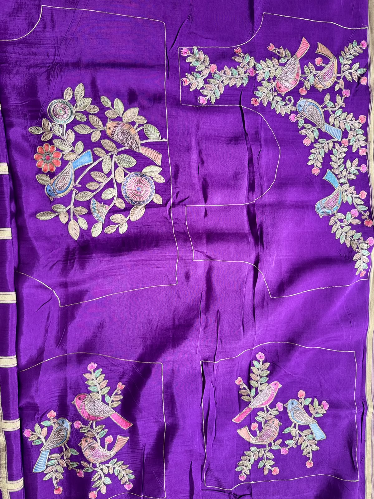 Purple Pashmina Georgette Saree 110