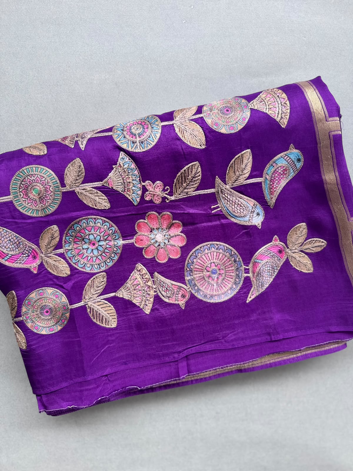 Purple Pashmina Georgette Saree 110
