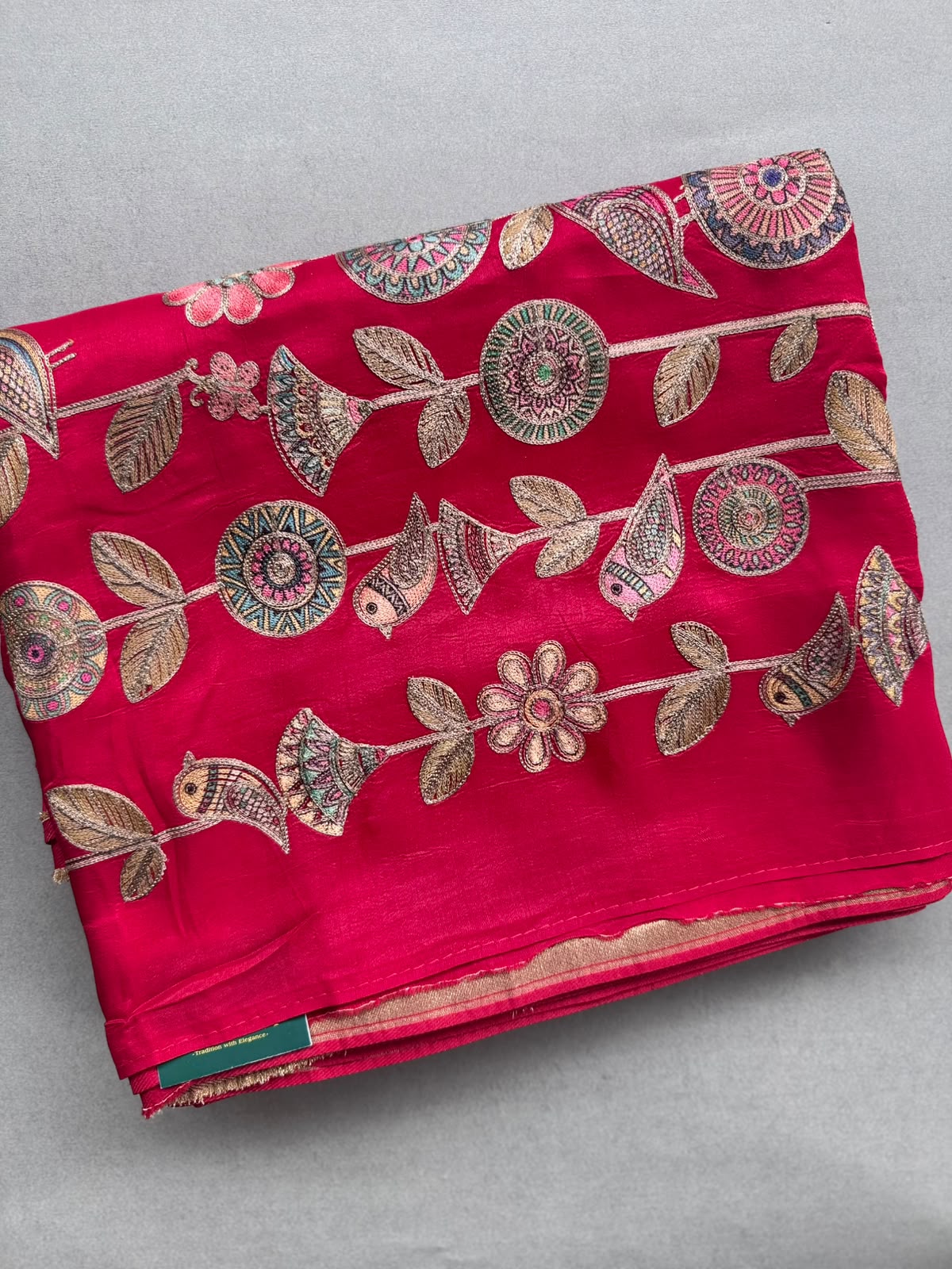 Red Pashmina Georgette Saree 110