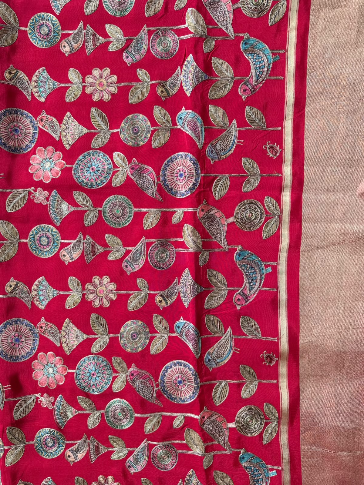 Red Pashmina Georgette Saree 110