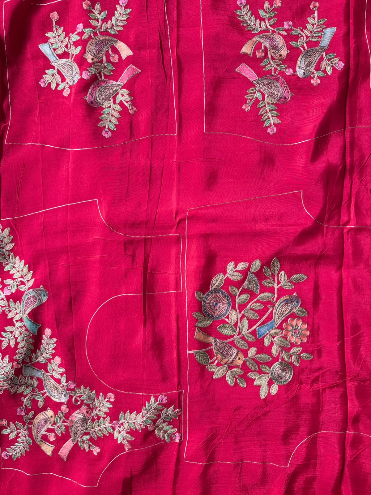 Red Pashmina Georgette Saree 110