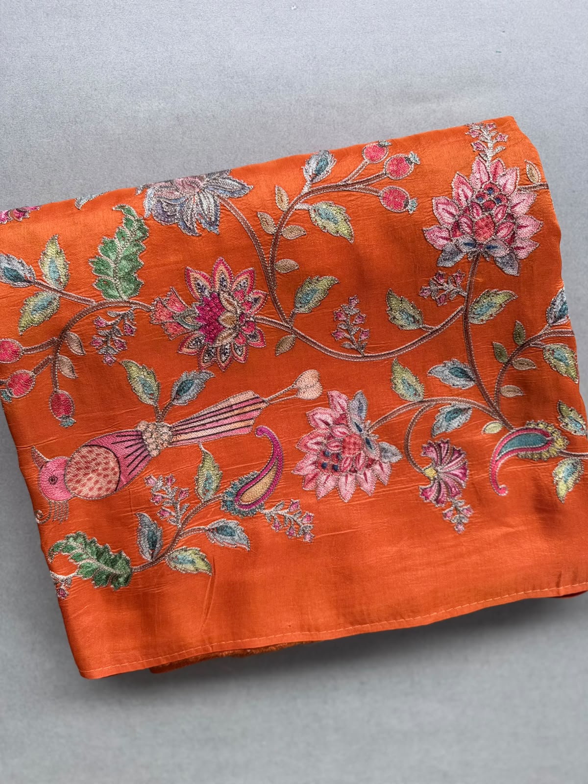 Orange Pashmina Georgette Saree 110
