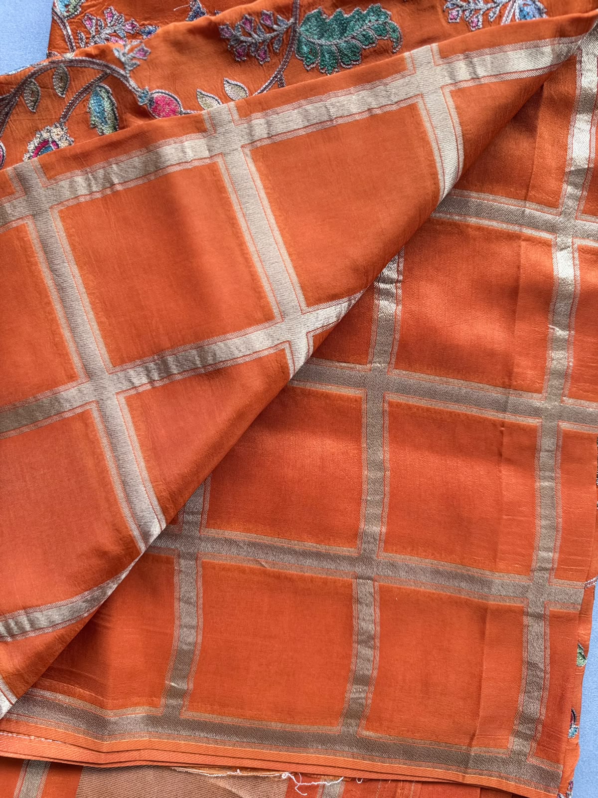 Orange Pashmina Georgette Saree 110
