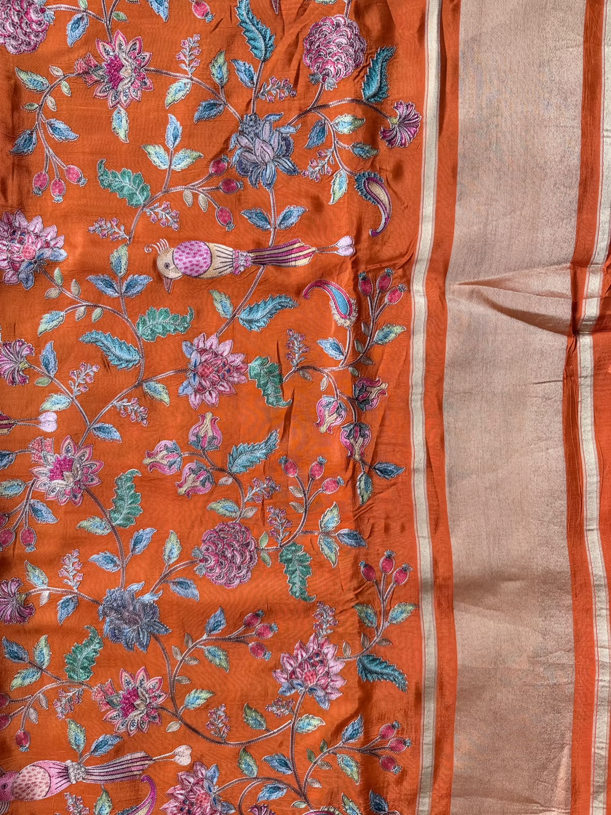 Orange Pashmina Georgette Saree 110