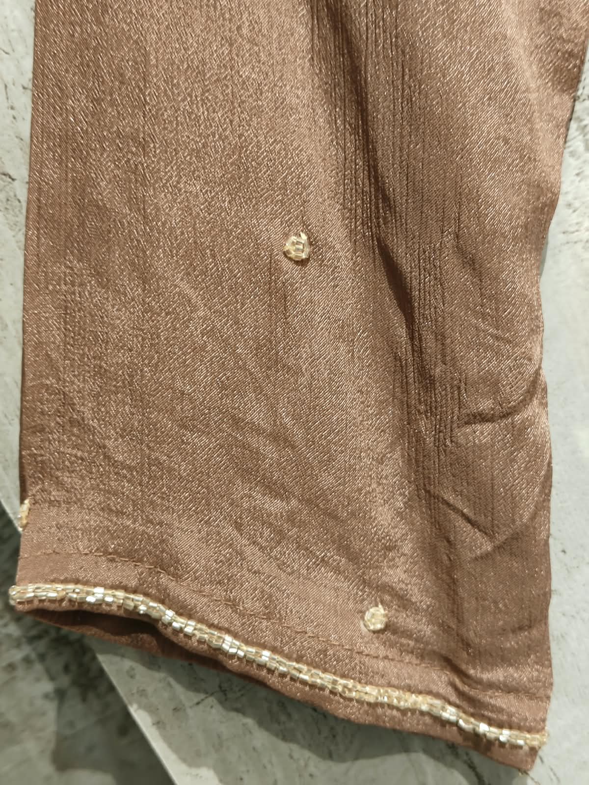 Light Brown Anarkali chinnon handwork party ware Kurtha 567