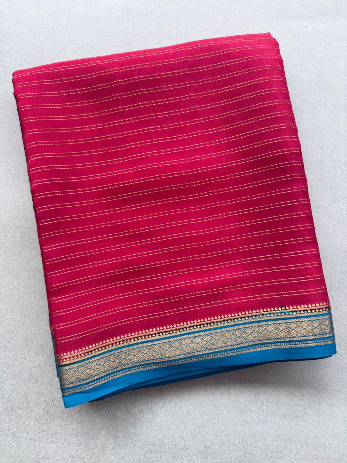 Red Stripes Pure Mysore Crepe Silk Saree 110