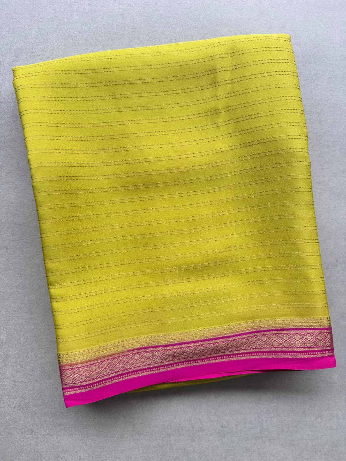 Green Stripes Pure Mysore Crepe Silk Saree 110