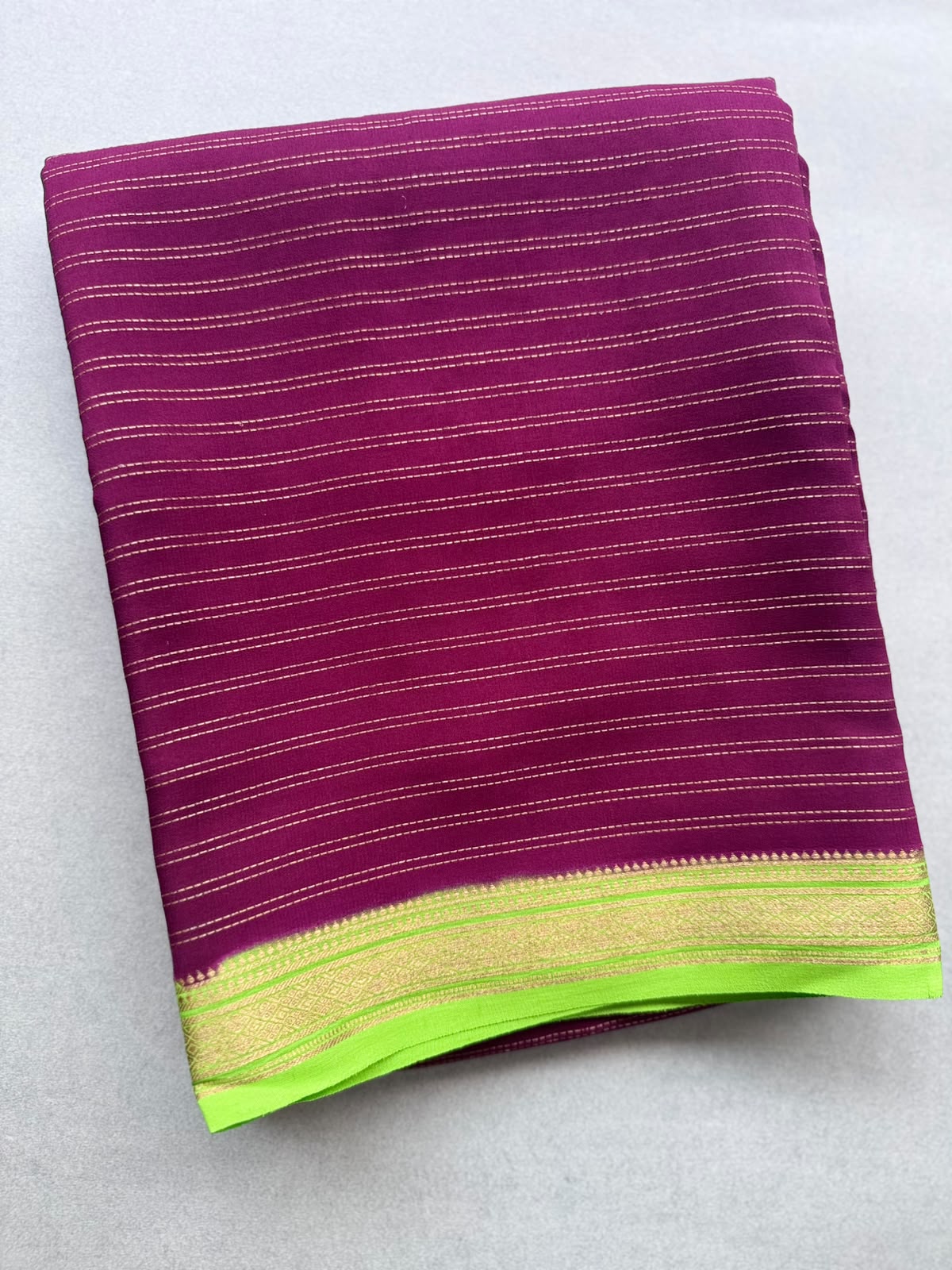 Wine Stripes Pure Mysore Crepe Silk Saree 110