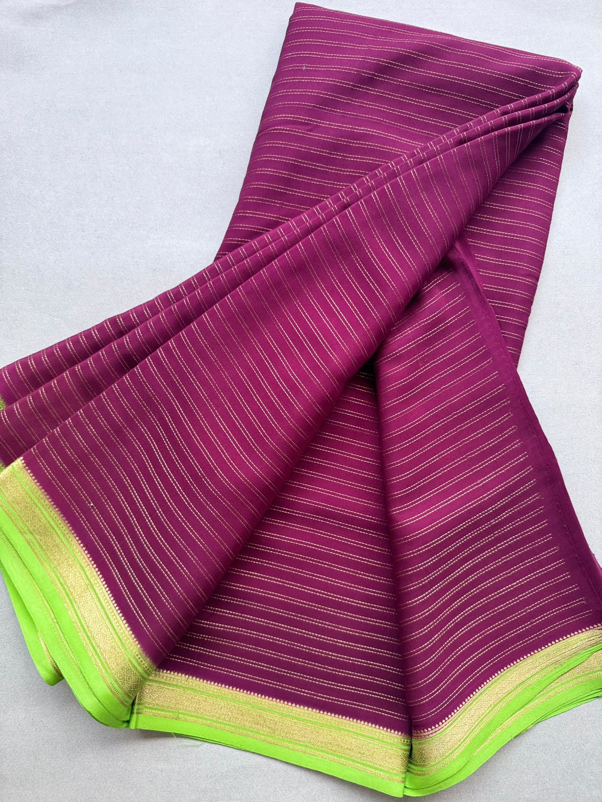 Wine Stripes Pure Mysore Crepe Silk Saree 110