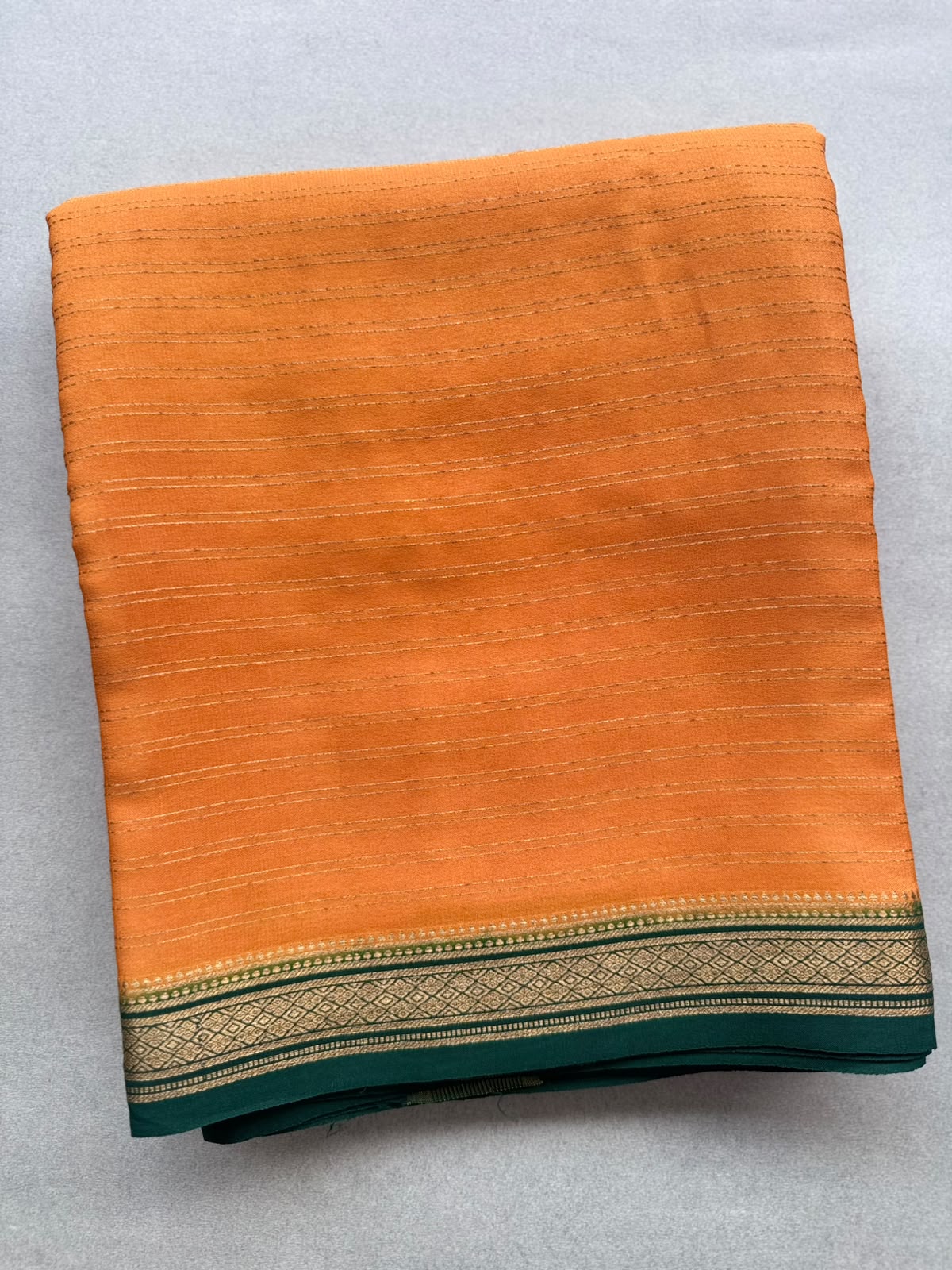 Orange Stripes Pure Mysore Crepe Silk Saree 110