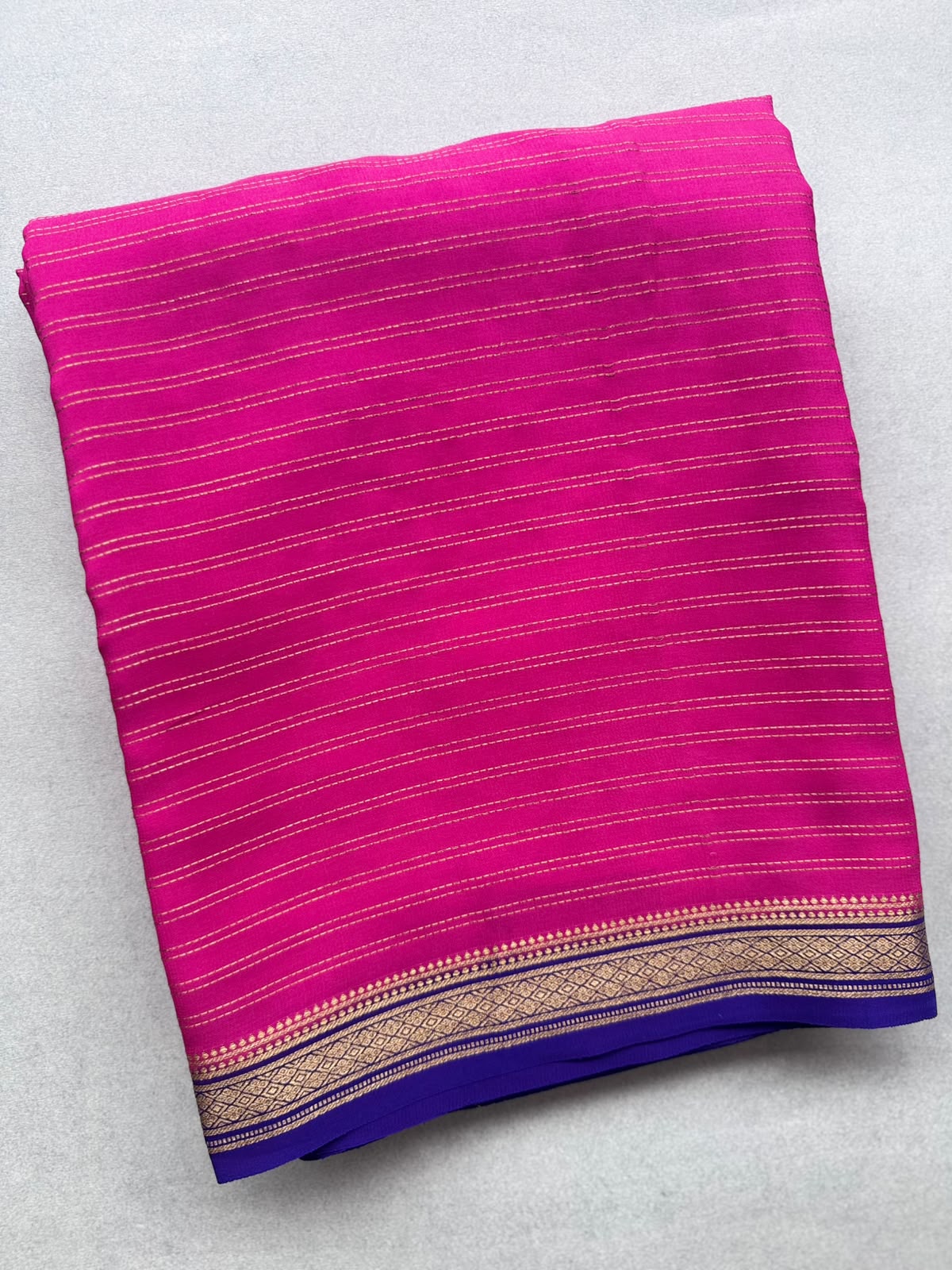Pink Stripes Pure Mysore Crepe Silk Saree 110