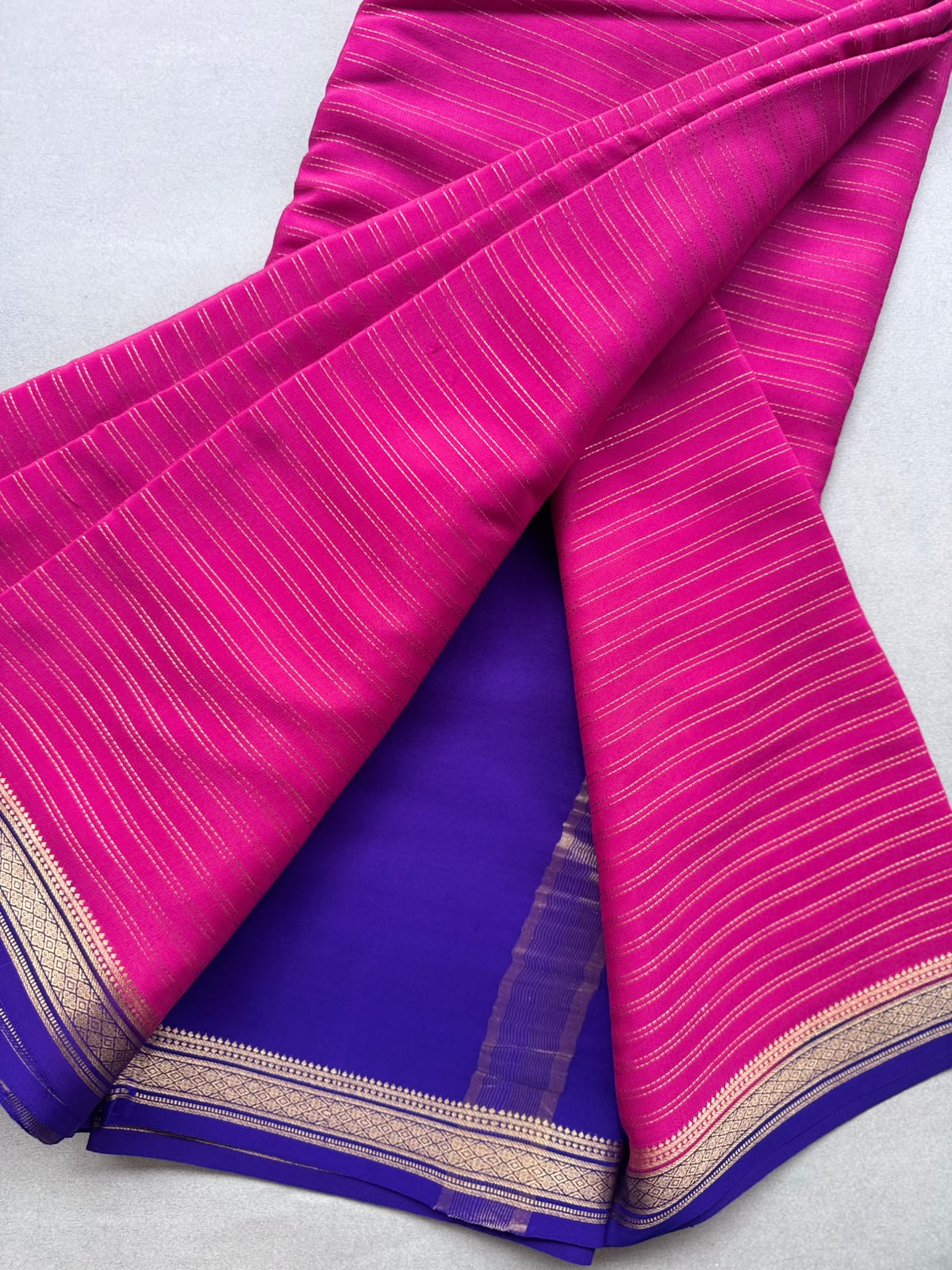 Pink Stripes Pure Mysore Crepe Silk Saree 110