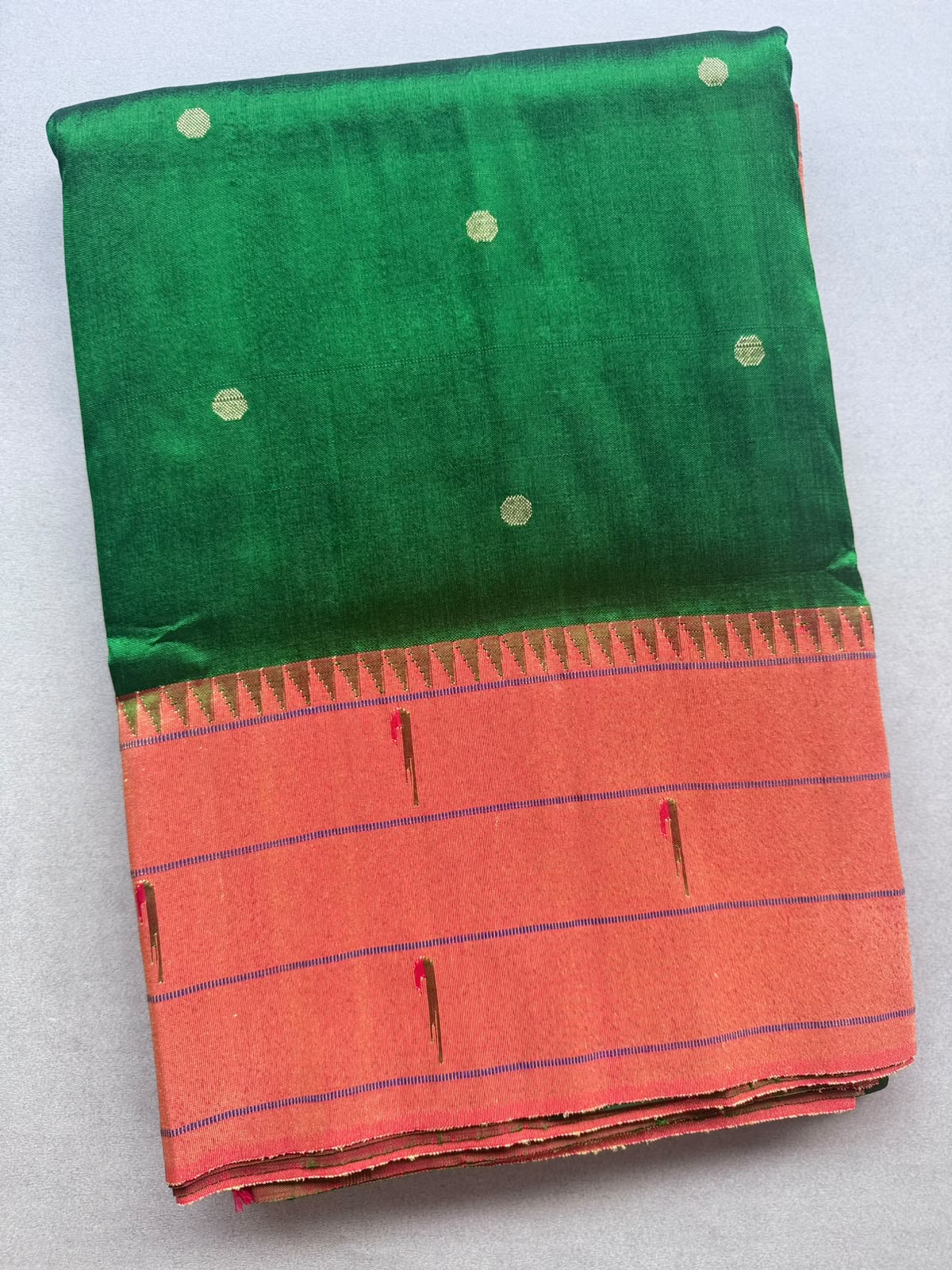Bottle Green Pure Paithani Silk Saree (Swara)
