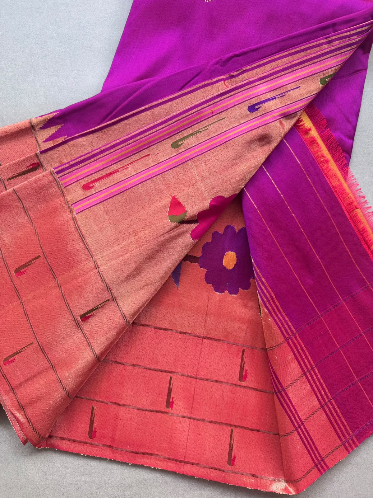 Magenta Pure Paithani Silk Saree (Swara)
