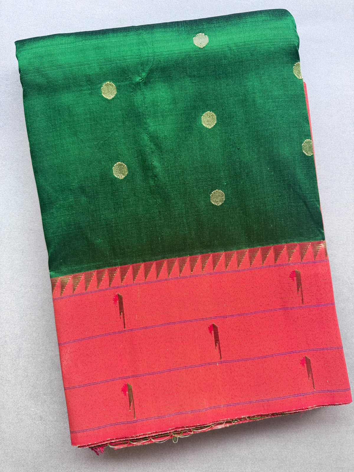 Bottle Green Pure Paithani Silk Saree (Swara)
