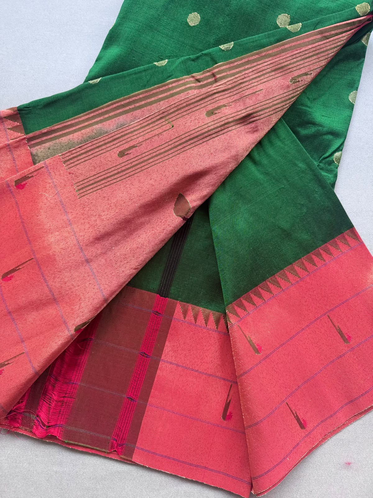 Bottle Green Pure Paithani Silk Saree (Swara)
