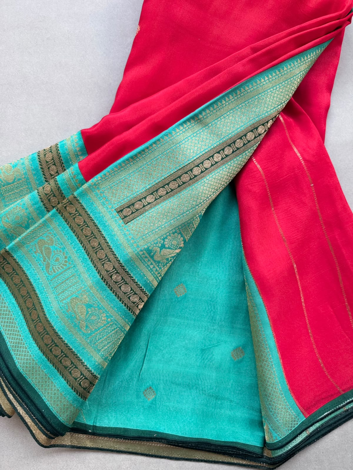 Red Crepe Silk Saree 110
