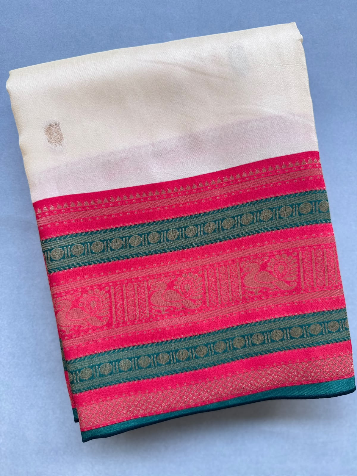 Cream Crepe Silk Saree 110