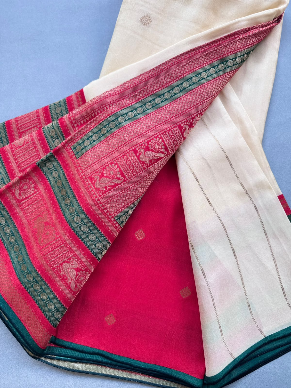 Cream Crepe Silk Saree 110