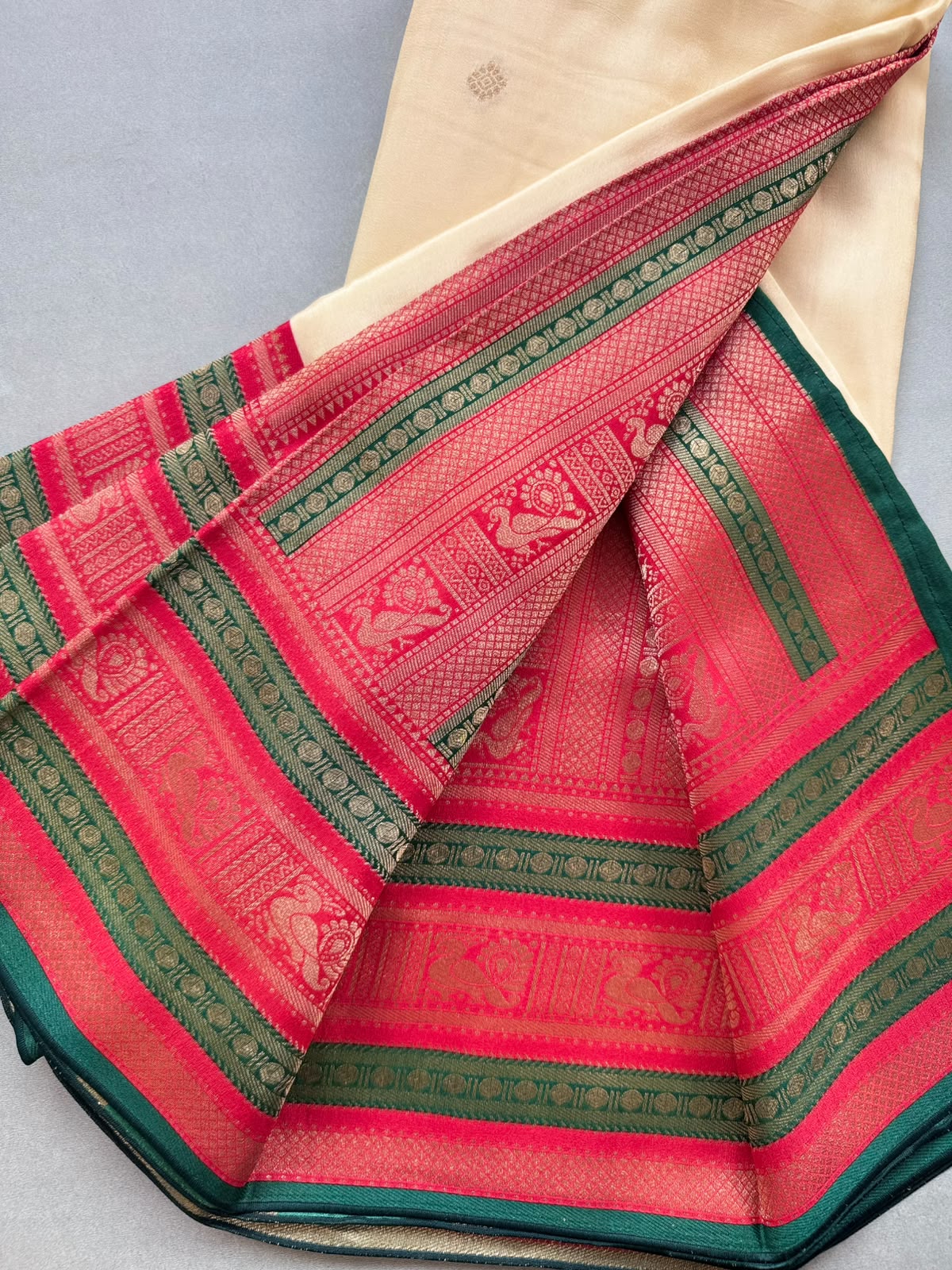 Cream Crepe Silk Saree 110