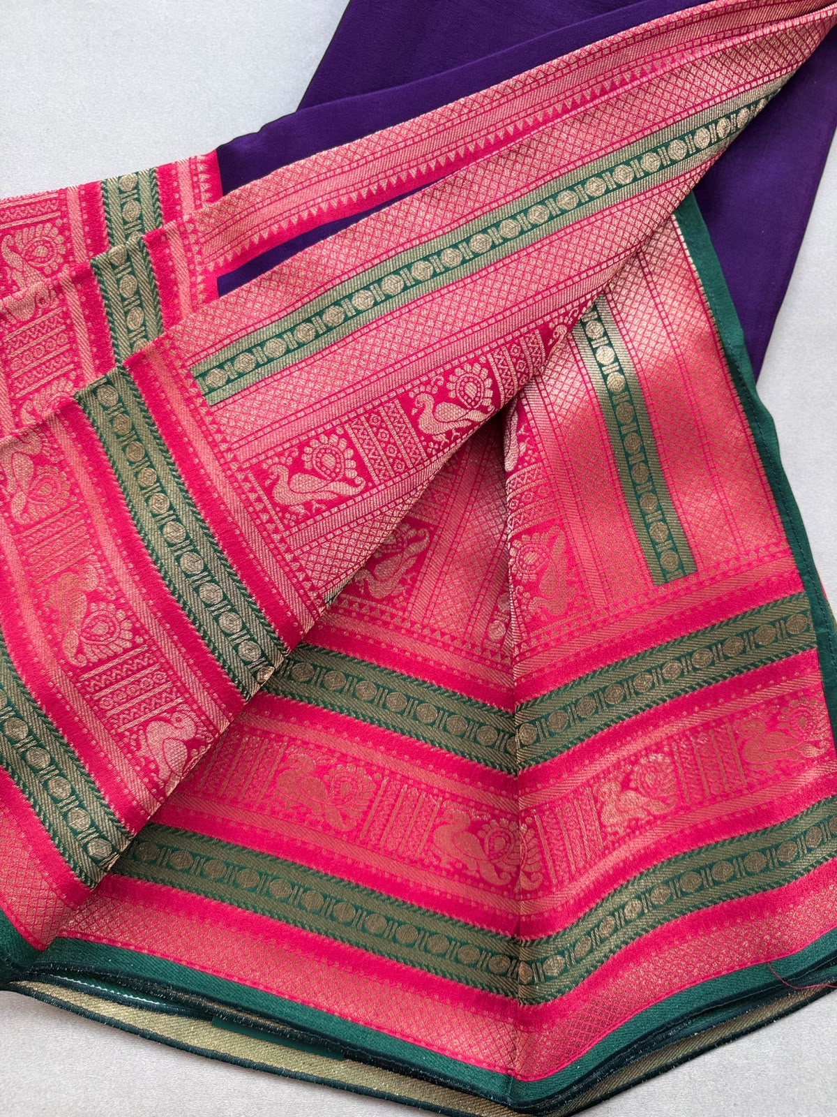 Purple Crepe Silk Saree 110