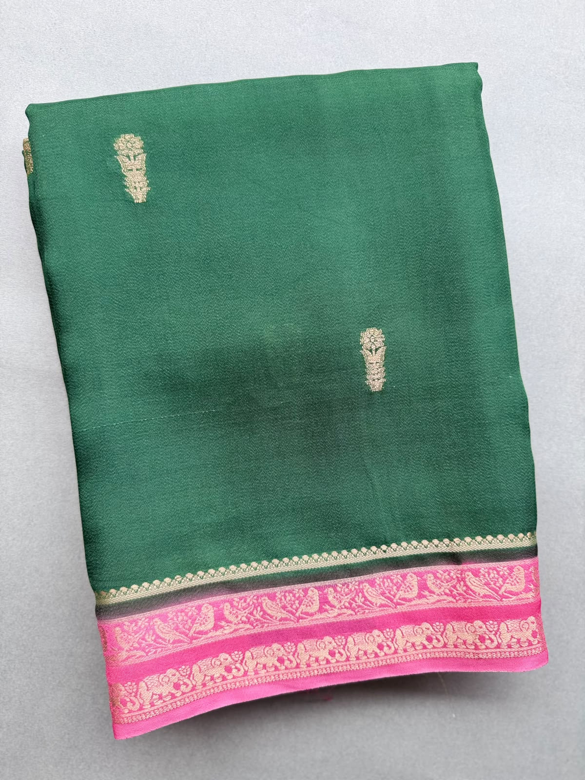 Bottle Green Semi Mysore Silk Saree 110